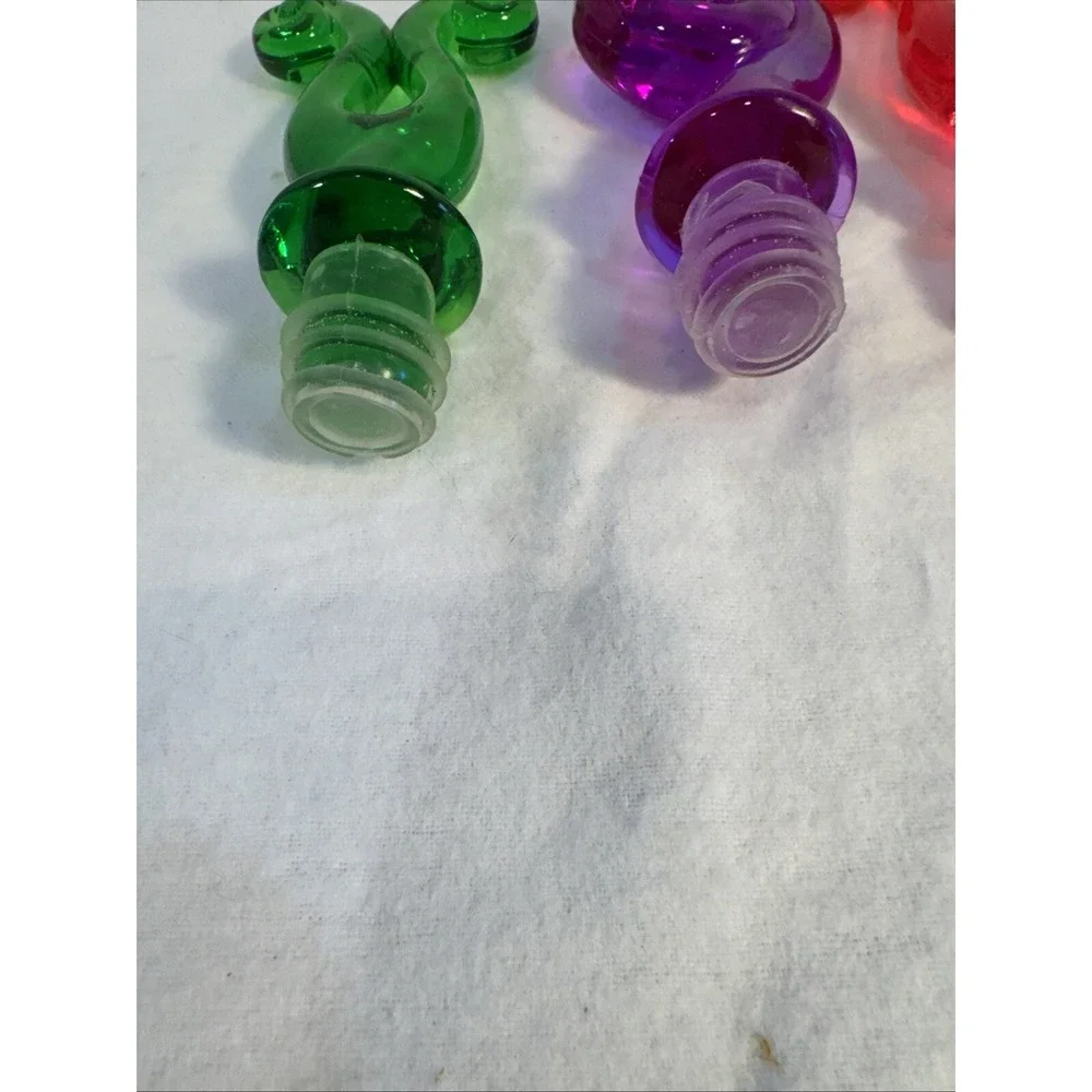 Set of 4 Vintage Acrylic Lucite Swirl Whimsical Bottle‎ Wine Liquor Stoppers